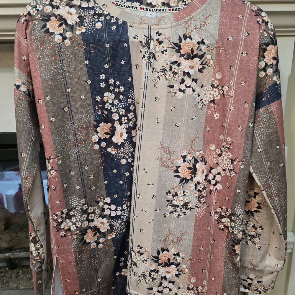 Floral Striped Long Sleeve Top
